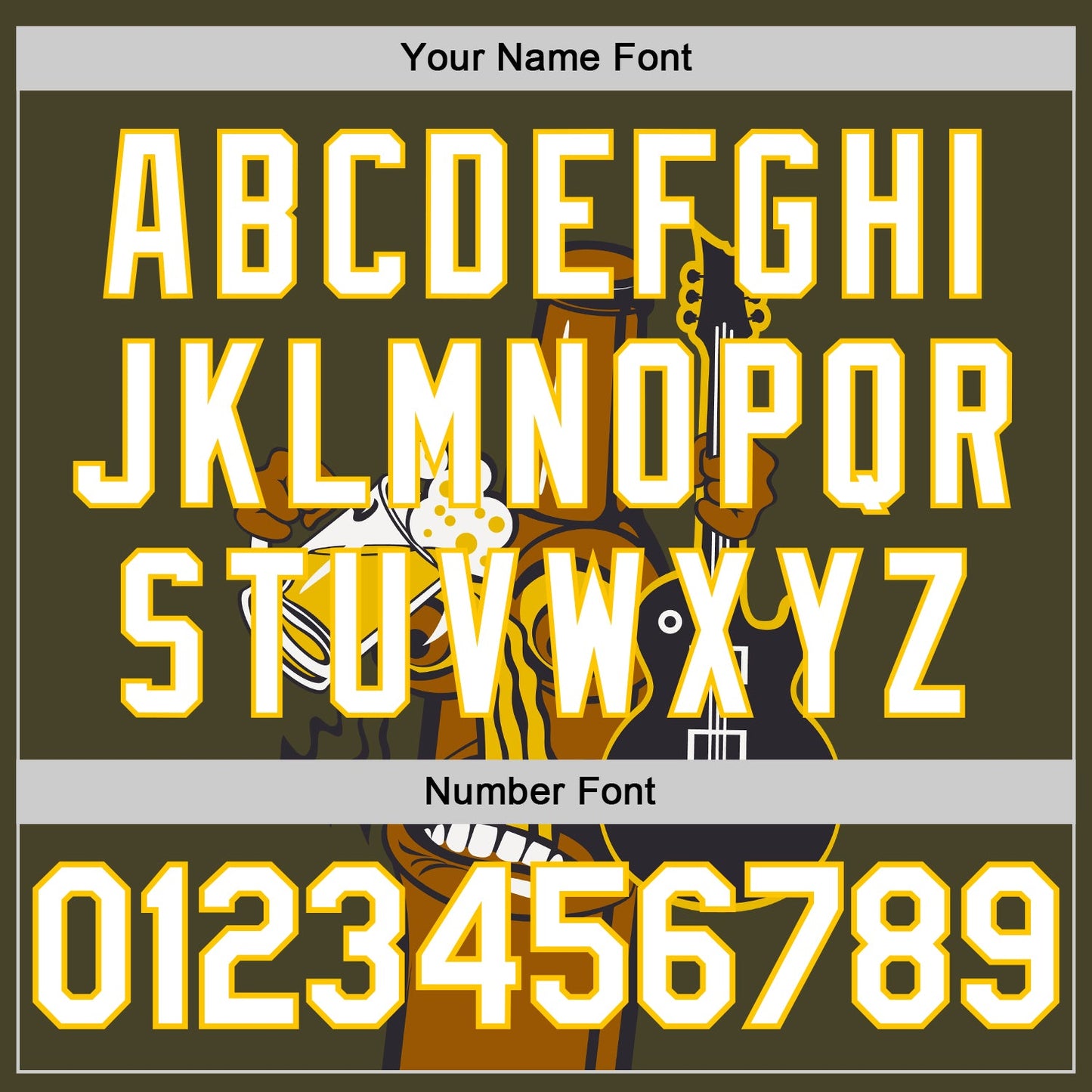 Custom Olive White-Yellow 3D Pattern Design Beer And Music Authentic Baseball Jersey baseball jersey product view 5