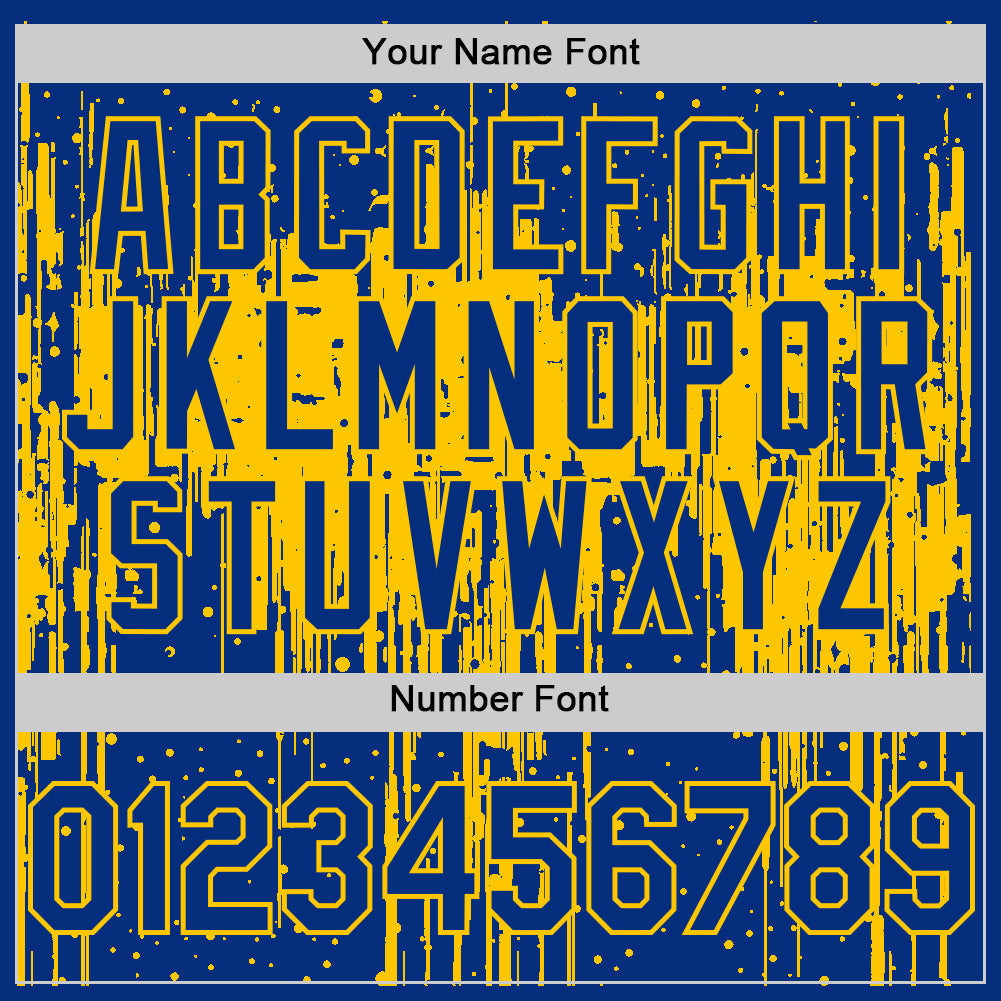 Custom Royal Yellow 3D Pattern Design Dripping Splatter Art Authentic Baseball Jersey baseball jersey product view 5