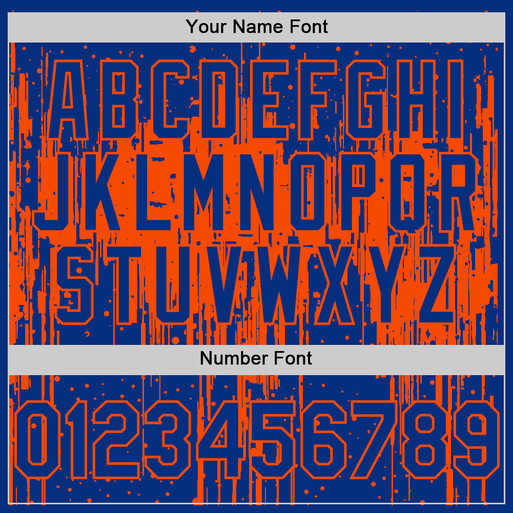 Custom Royal Orange 3D Pattern Design Dripping Splatter Art Authentic Baseball Jersey baseball jersey product view 5