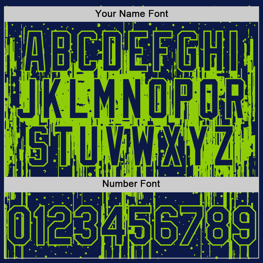 Custom Navy Neon Green 3D Pattern Design Dripping Splatter Art Authentic Baseball Jersey baseball jersey product view 5