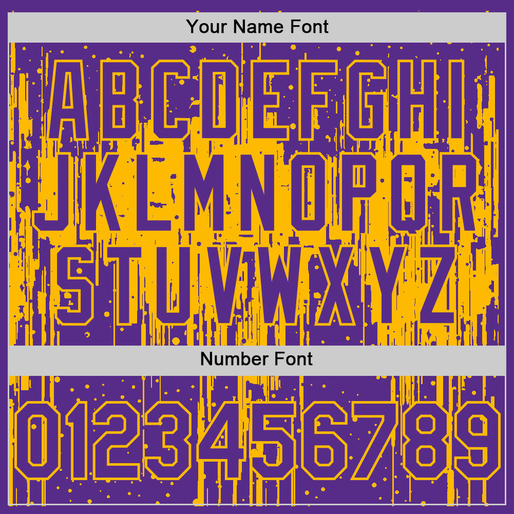 Custom Purple Gold 3D Pattern Design Dripping Splatter Art Authentic Baseball Jersey baseball jersey product view 5