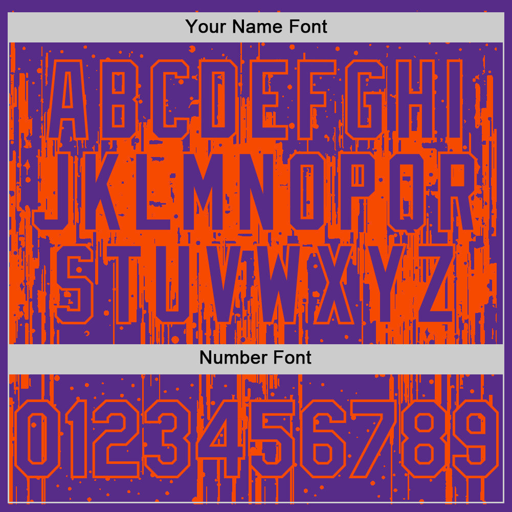 Custom Purple Orange 3D Pattern Design Dripping Splatter Art Authentic Baseball Jersey baseball jersey product view 5