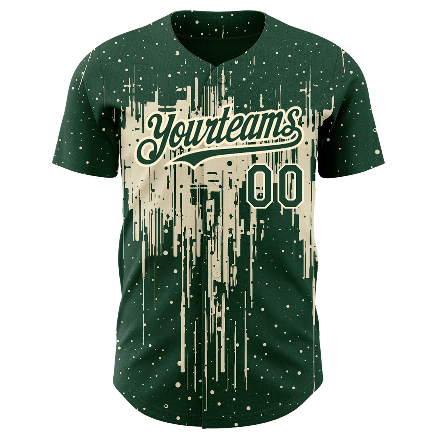 Custom Green Cream 3D Pattern Design Dripping Splatter Art Authentic Baseball Jersey baseball jersey product view 2