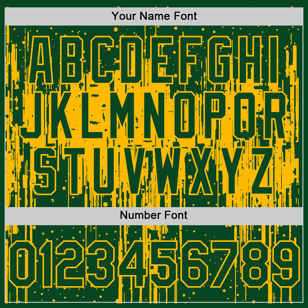 Custom Green Gold 3D Pattern Design Dripping Splatter Art Authentic Baseball Jersey baseball jersey product view 5