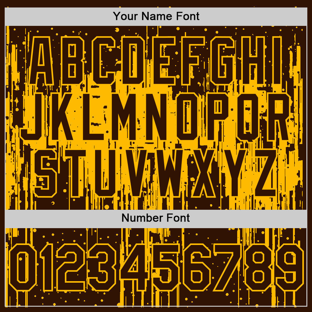 Custom Brown Gold 3D Pattern Design Dripping Splatter Art Authentic Baseball Jersey baseball jersey product view 5
