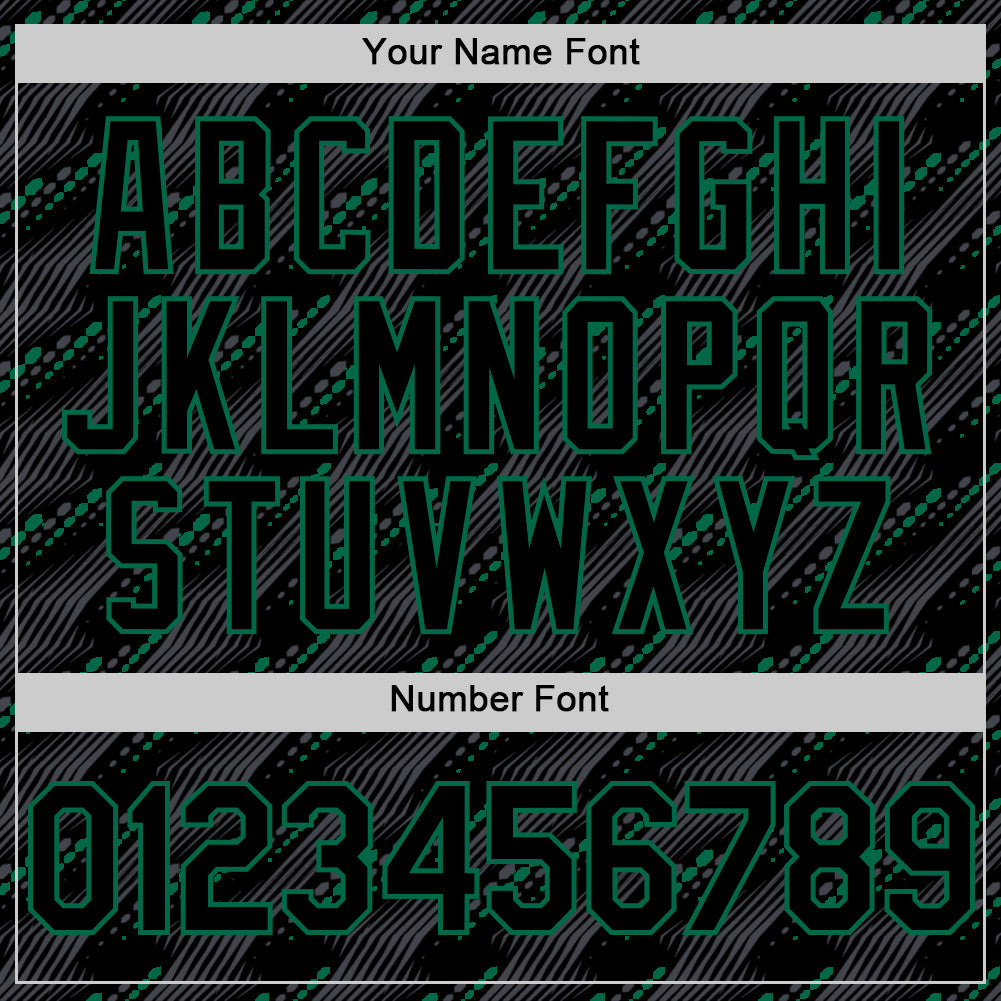 Custom Black Kelly Green 3D Pattern Design Slant Lines Authentic Baseball Jersey baseball jersey product view 5