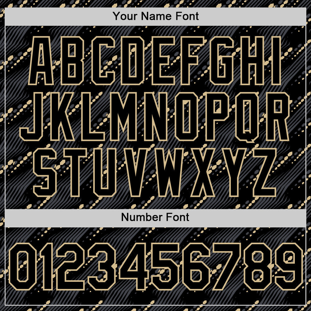 Custom Black Vegas Gold 3D Pattern Design Slant Lines Authentic Baseball Jersey baseball jersey product view 5