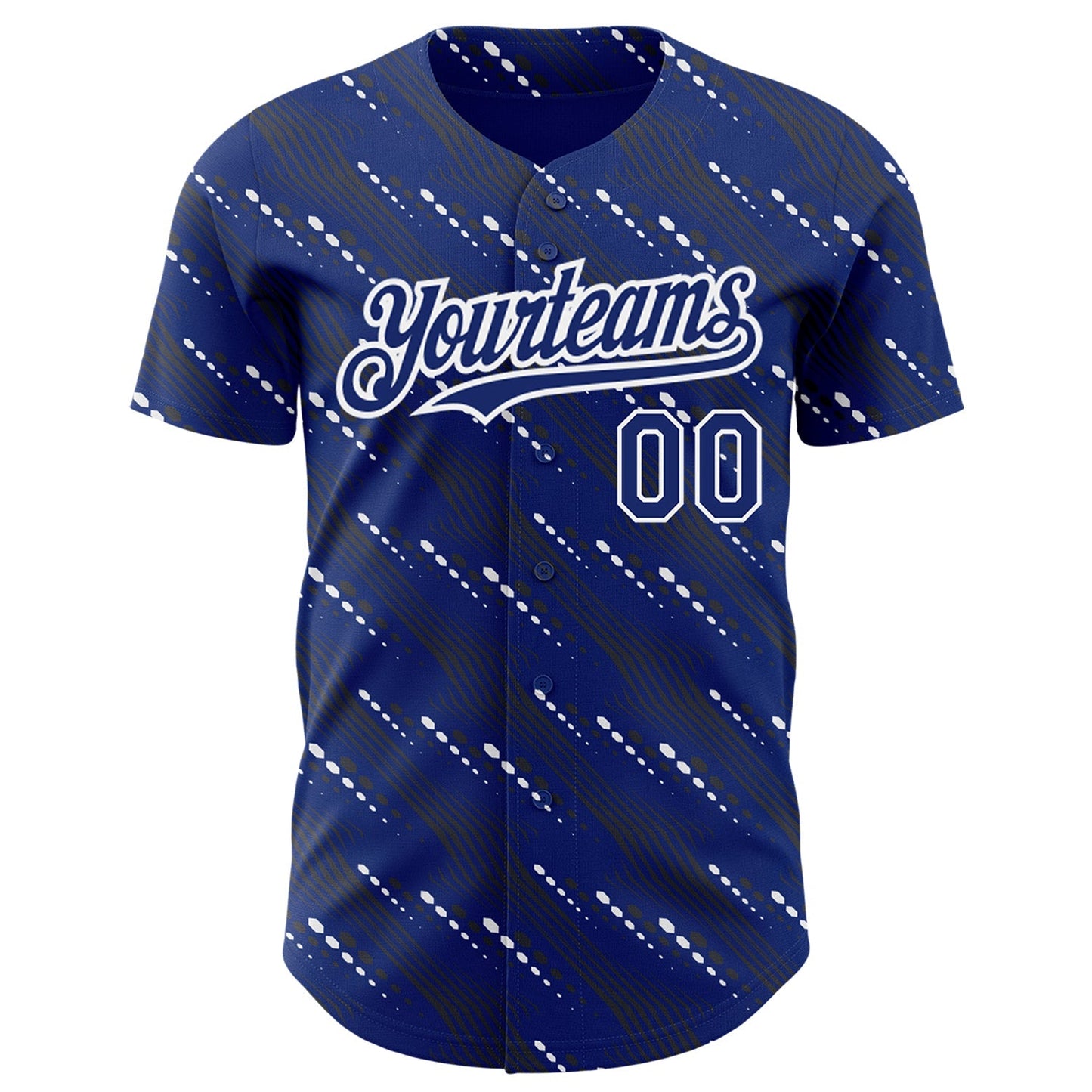 Custom Royal White 3D Pattern Design Slant Lines Authentic Baseball Jersey baseball jersey product view 2