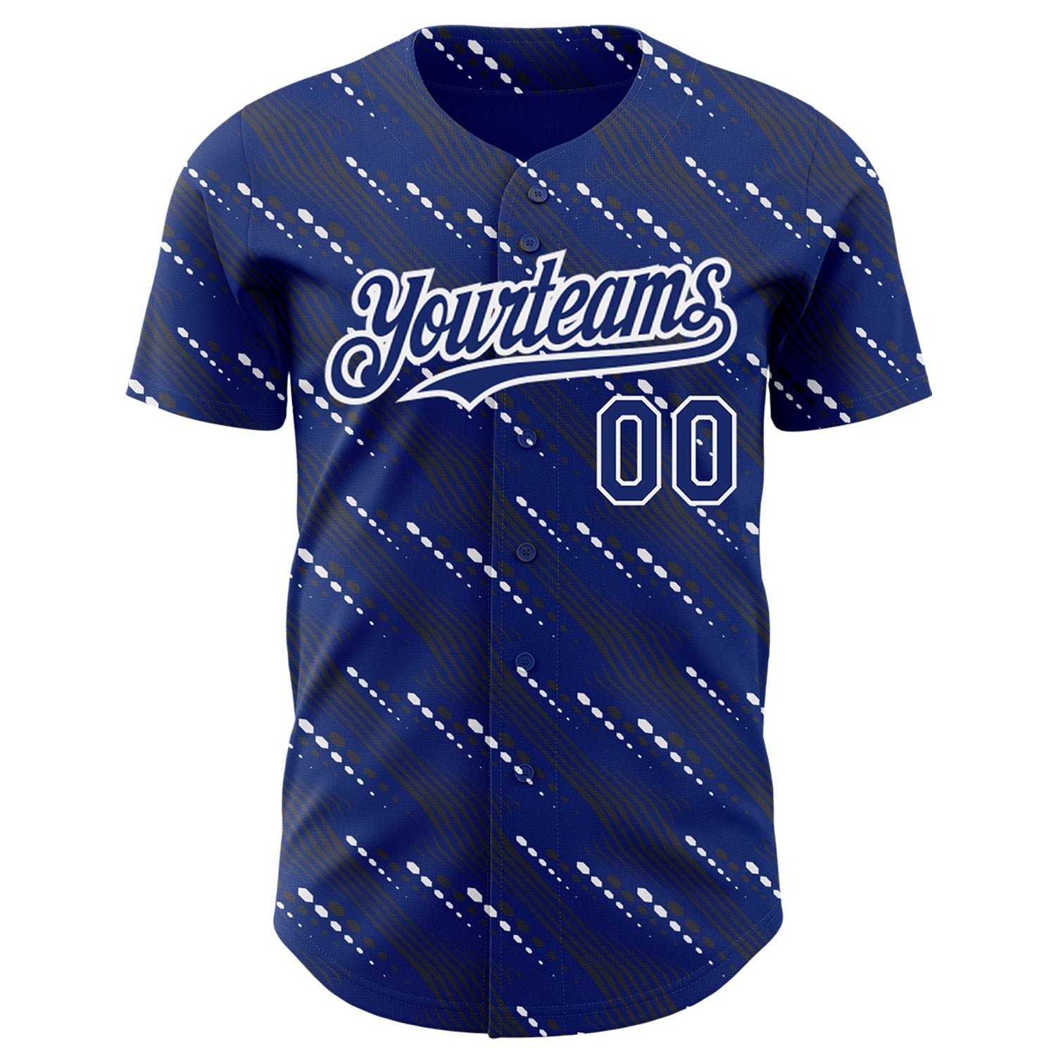 Custom Royal White 3D Pattern Design Slant Lines Authentic Baseball Jersey baseball jersey product view 2