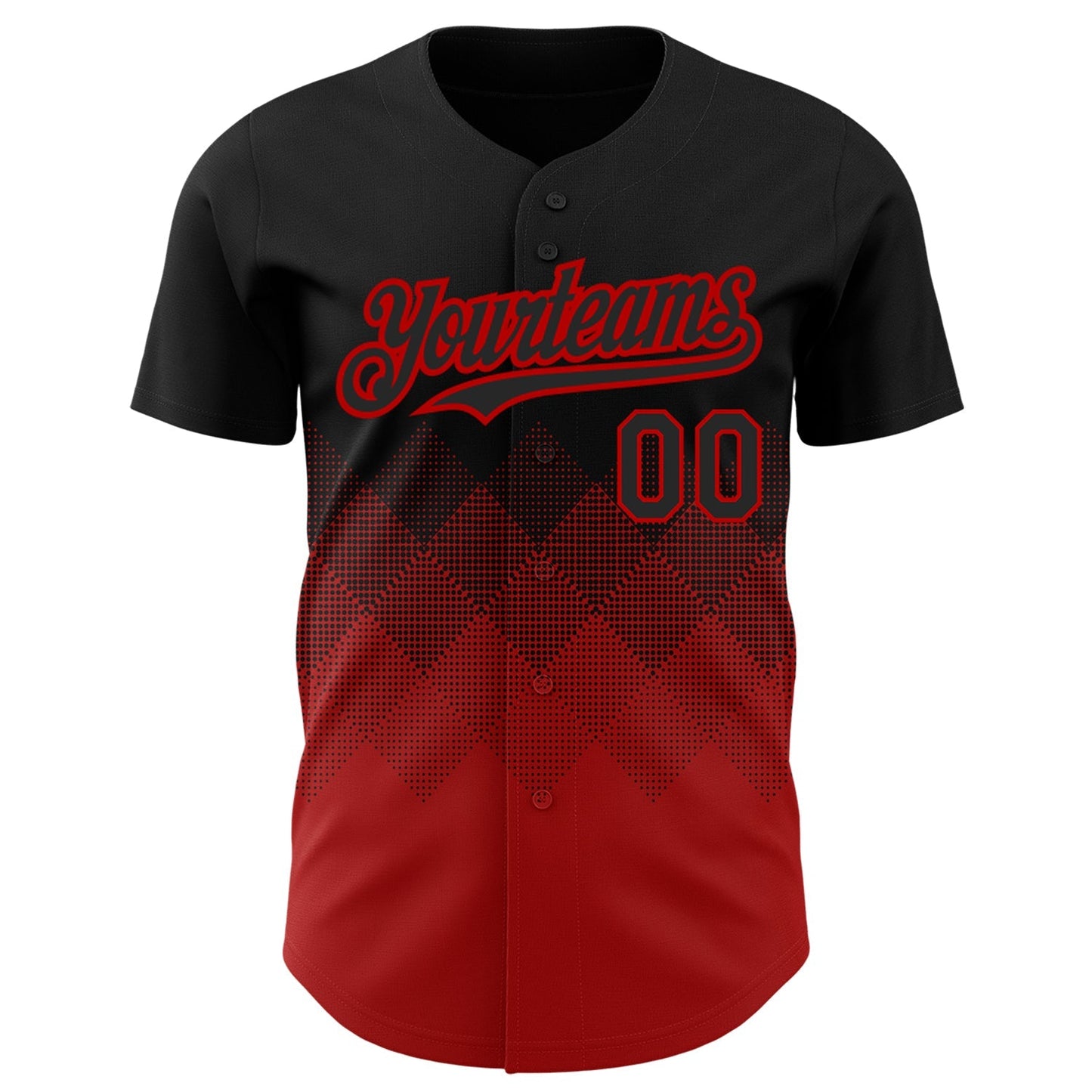 Custom Black Red 3D Pattern Design Gradient Square Shapes Authentic Baseball Jersey baseball jersey product view 2