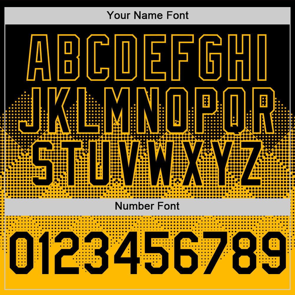 Custom Black Gold 3D Pattern Design Gradient Square Shapes Authentic Baseball Jersey baseball jersey product view 5