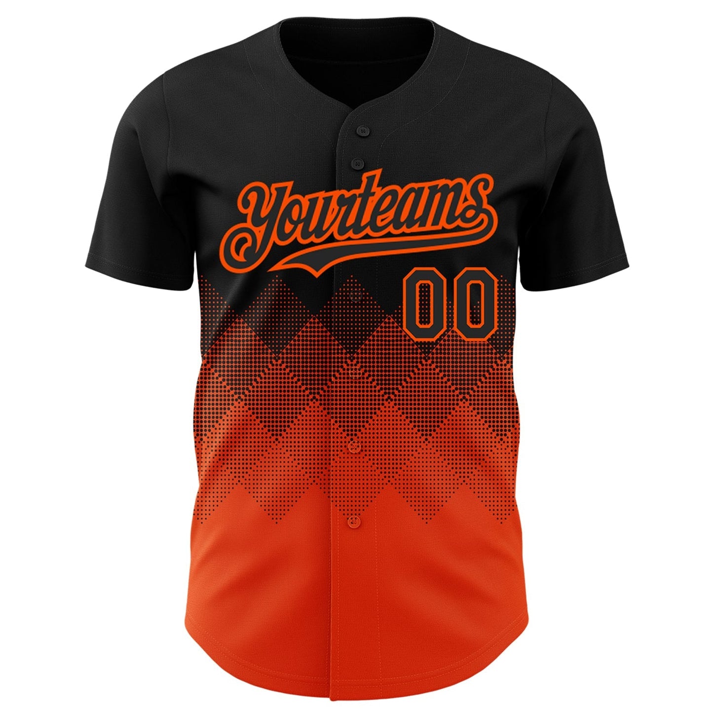Custom Black Orange 3D Pattern Design Gradient Square Shapes Authentic Baseball Jersey baseball jersey product view 2