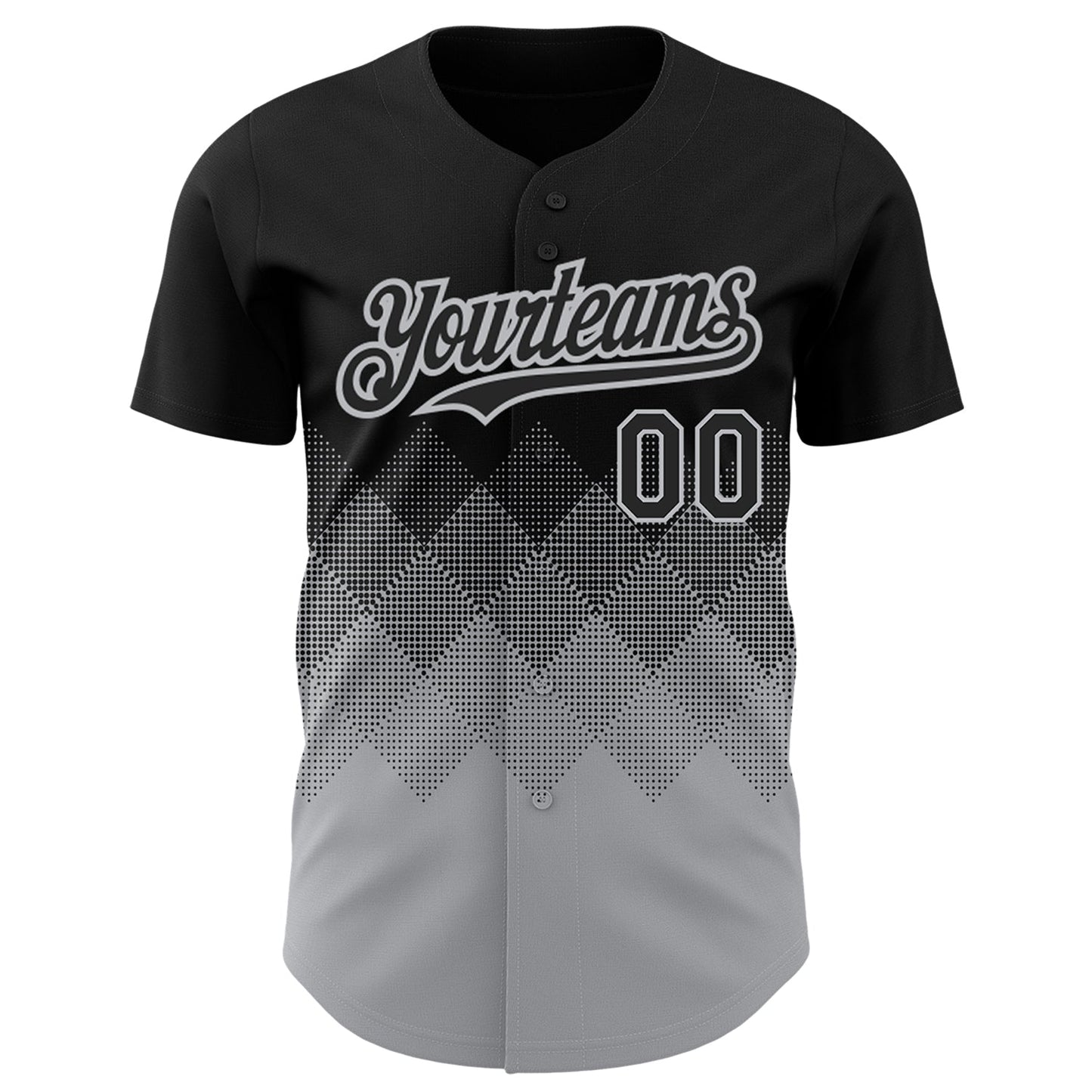 Custom Black Gray 3D Pattern Design Gradient Square Shapes Authentic Baseball Jersey baseball jersey product view 2