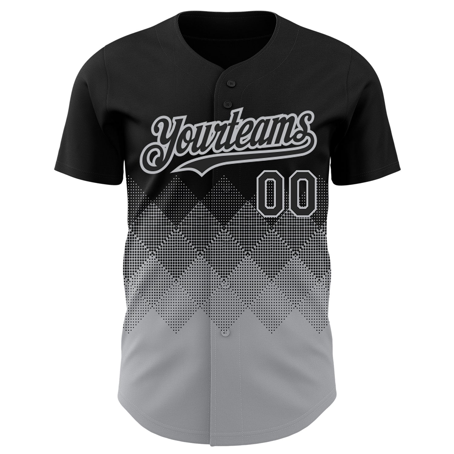 Custom Black Gray 3D Pattern Design Gradient Square Shapes Authentic Baseball Jersey baseball jersey product view 2