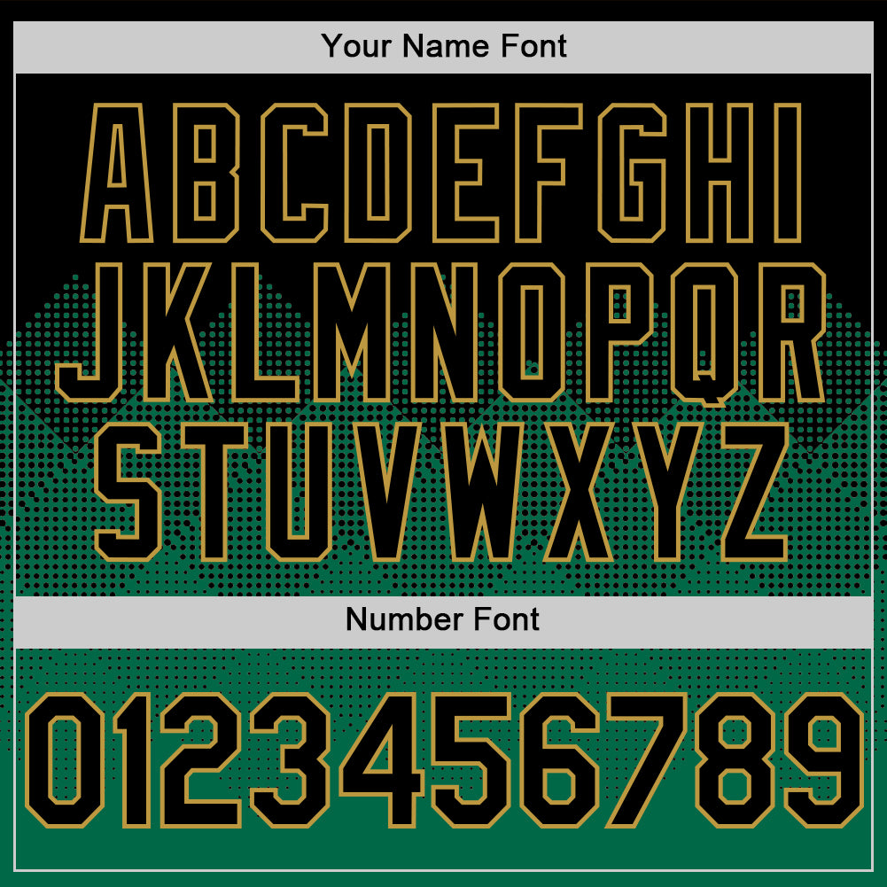 Custom Black Kelly Green-Old Gold 3D Pattern Design Gradient Square Shapes Authentic Baseball Jersey baseball jersey product view 5