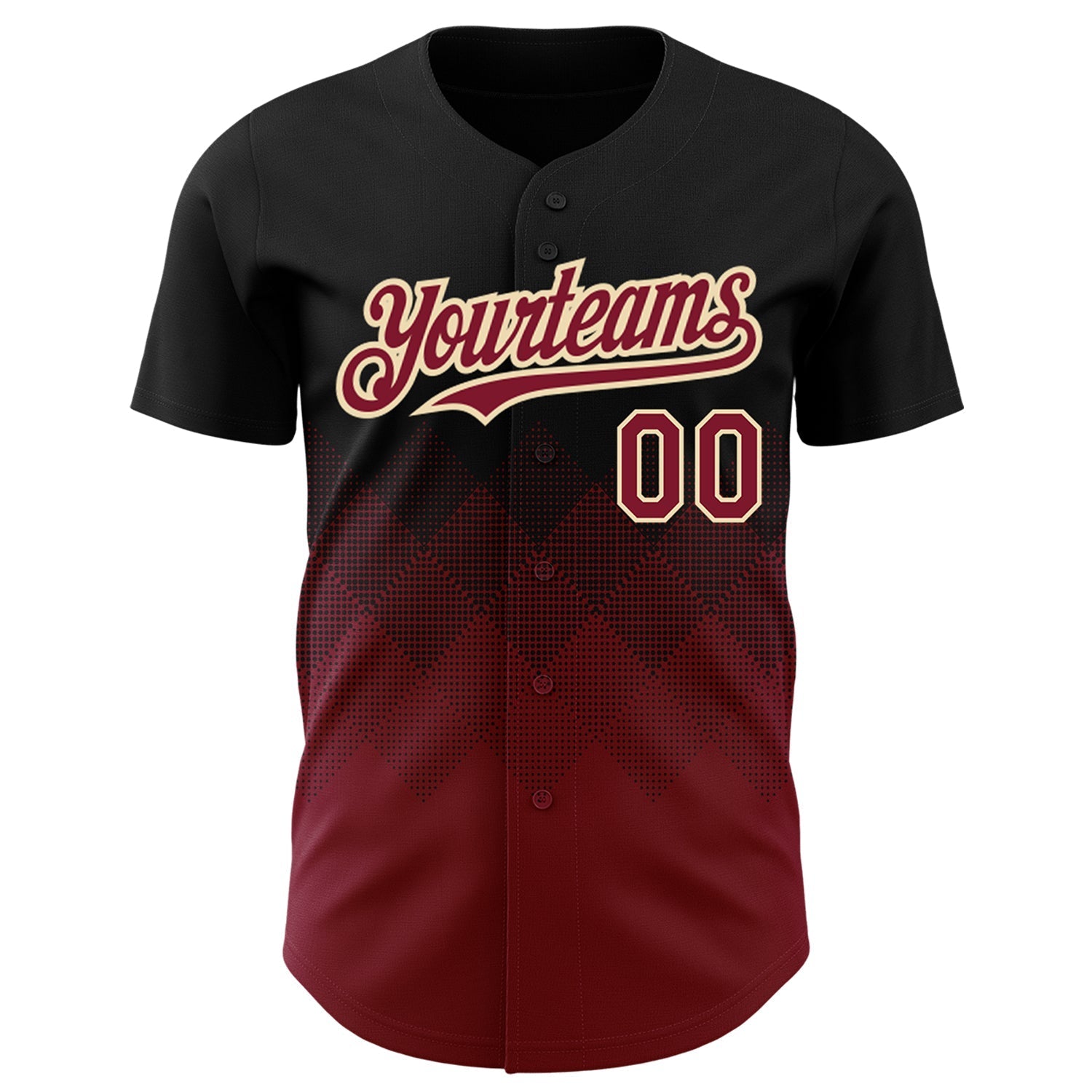 Custom Black Crimson-City Cream 3D Pattern Design Gradient Square Shapes Authentic Baseball Jersey baseball jersey product view 2