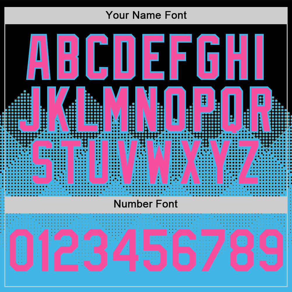 Custom Black Pink-Sky Blue 3D Pattern Design Gradient Square Shapes Authentic Baseball Jersey baseball jersey product view 5