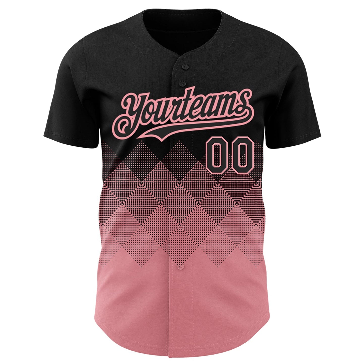 Custom Black Medium Pink 3D Pattern Design Gradient Square Shapes Authentic Baseball Jersey baseball jersey product view 2