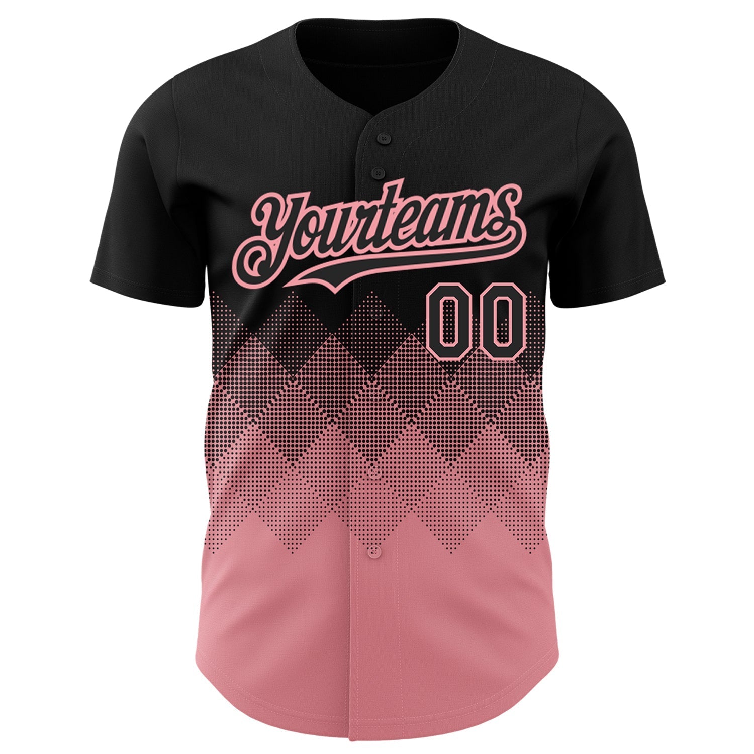 Custom Black Medium Pink 3D Pattern Design Gradient Square Shapes Authentic Baseball Jersey baseball jersey product view 2