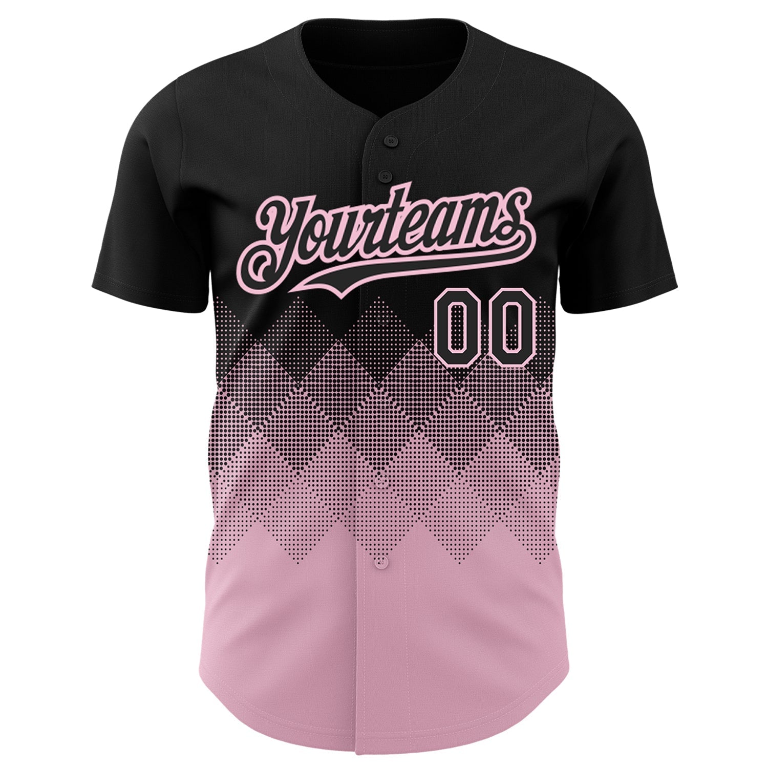 Custom Black Light Pink 3D Pattern Design Gradient Square Shapes Authentic Baseball Jersey baseball jersey product view 2