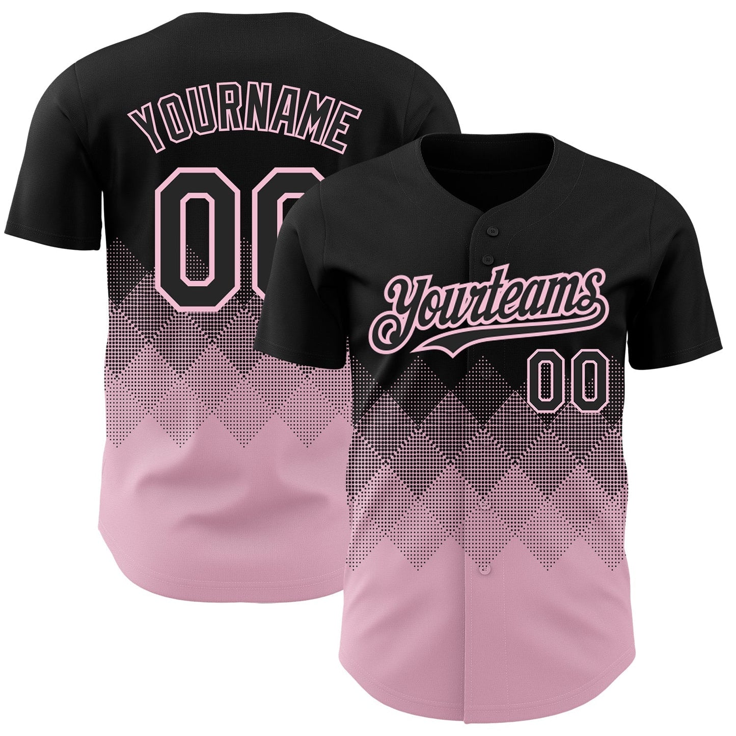 Custom Black Light Pink 3D Pattern Design Gradient Square Shapes Authentic Baseball Jersey baseball jersey product view 1