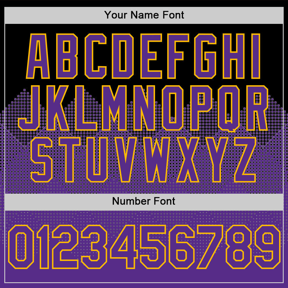 Custom Black Purple-Gold 3D Pattern Design Gradient Square Shapes Authentic Baseball Jersey baseball jersey product view 5