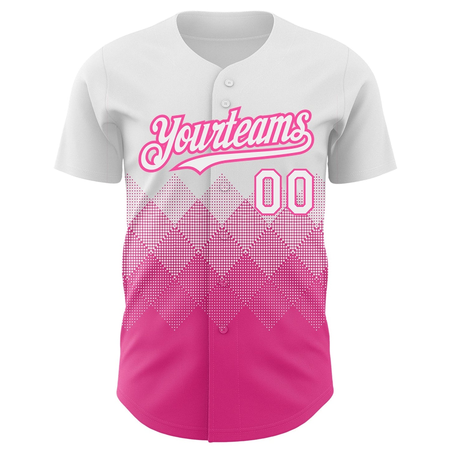Custom White Pink 3D Pattern Design Gradient Square Shapes Authentic Baseball Jersey baseball jersey product view 2