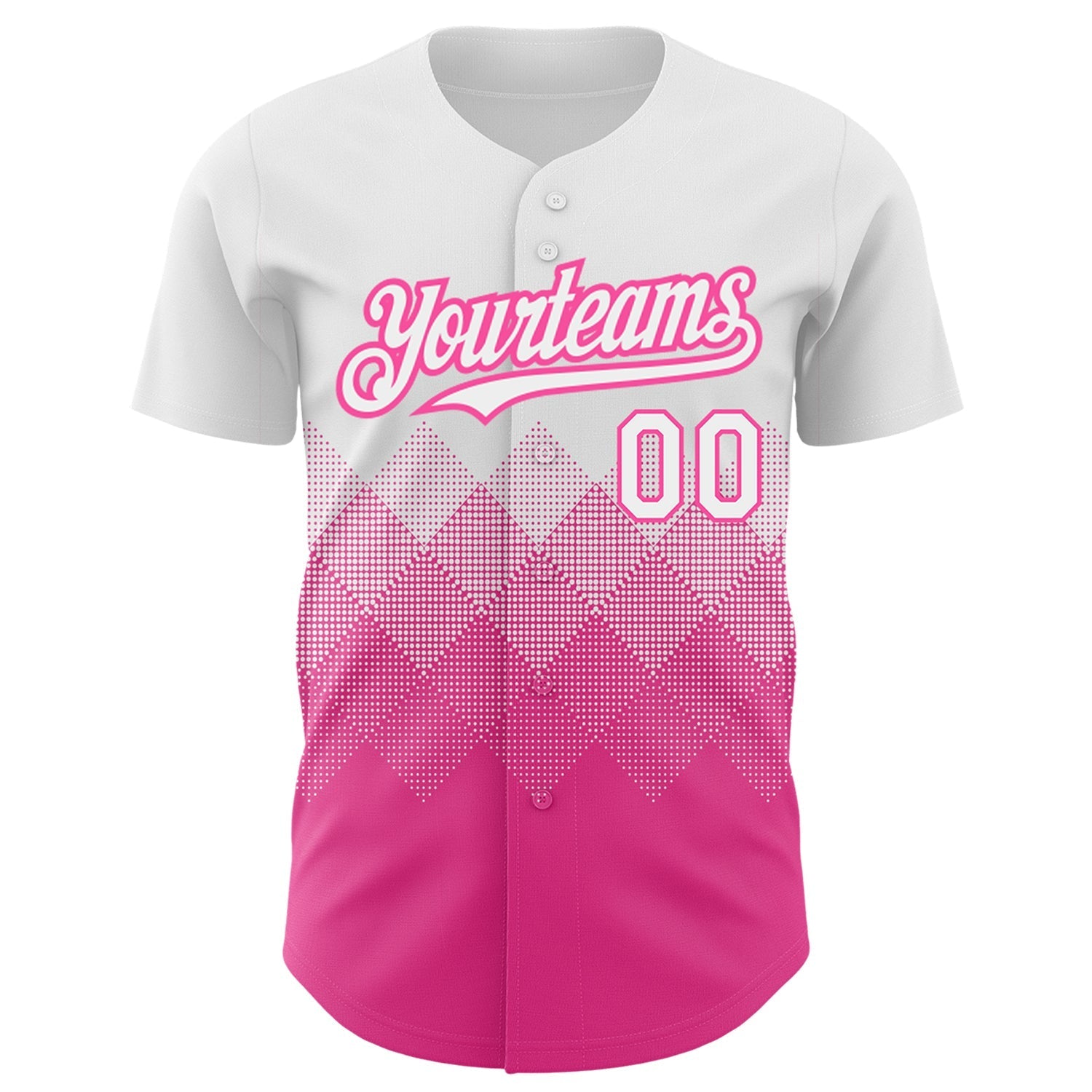 Custom White Pink 3D Pattern Design Gradient Square Shapes Authentic Baseball Jersey baseball jersey product view 2