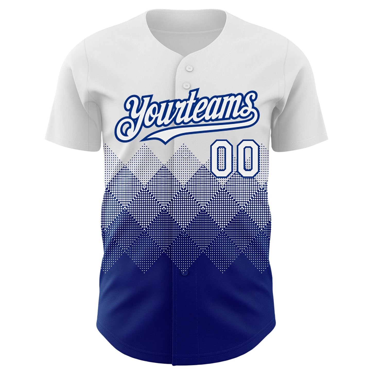 Custom White Royal 3D Pattern Design Gradient Square Shapes Authentic Baseball Jersey baseball jersey product view 2