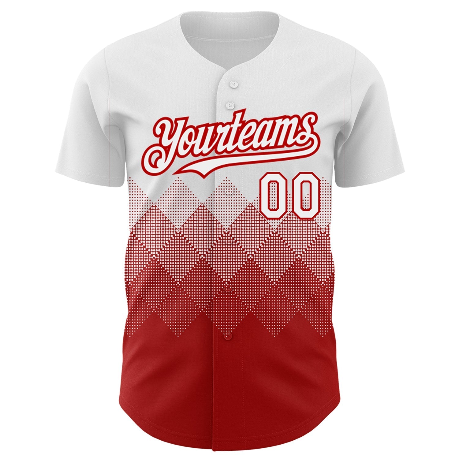 Custom White Red 3D Pattern Design Gradient Square Shapes Authentic Baseball Jersey baseball jersey product view 2