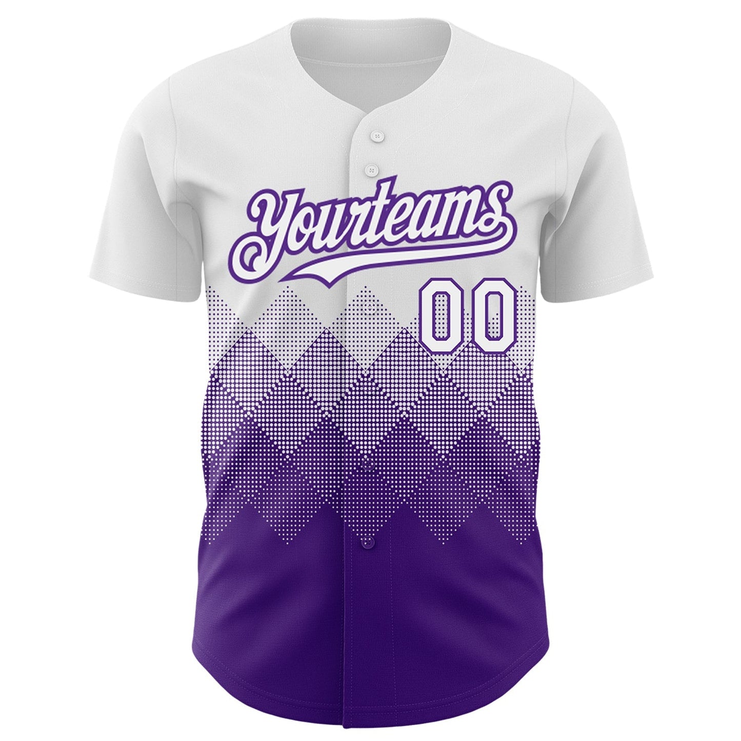 Custom White Purple 3D Pattern Design Gradient Square Shapes Authentic Baseball Jersey baseball jersey product view 2