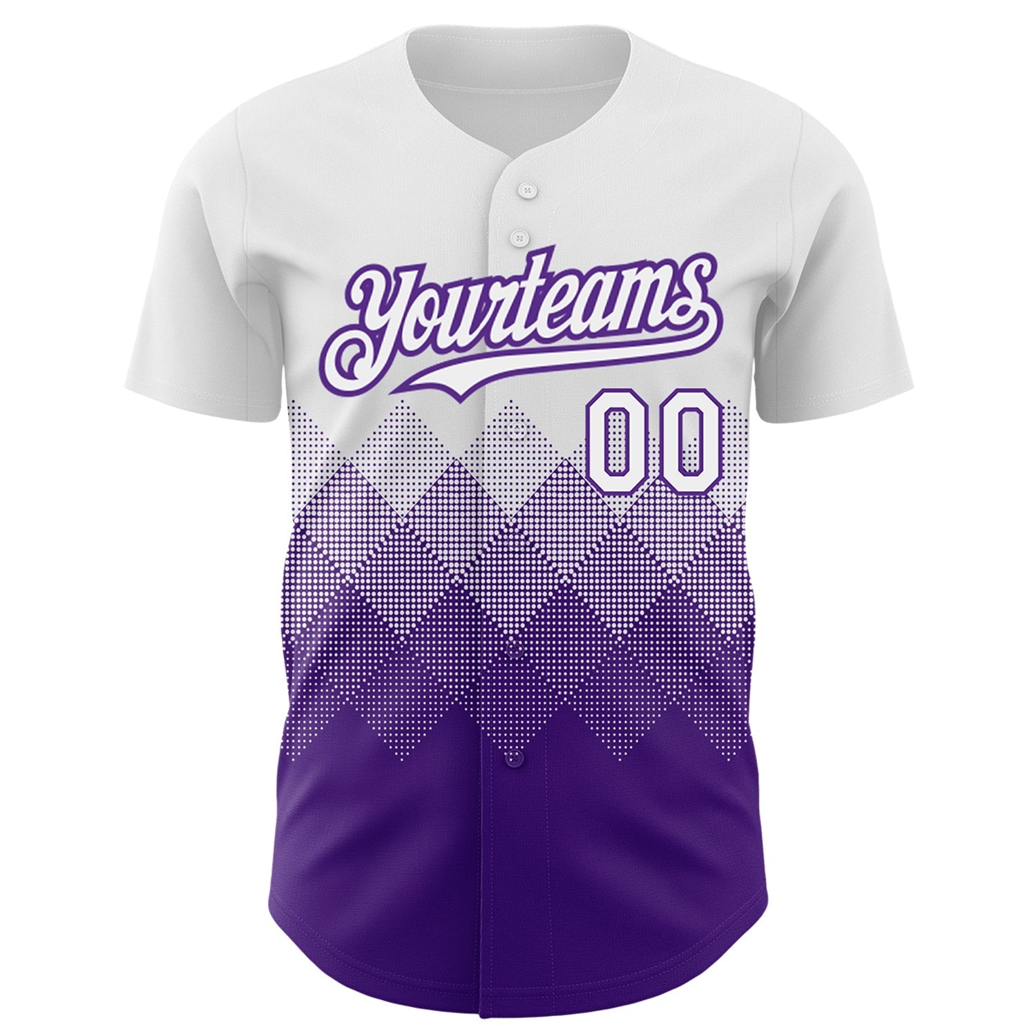 Custom White Purple 3D Pattern Design Gradient Square Shapes Authentic Baseball Jersey baseball jersey product view 2