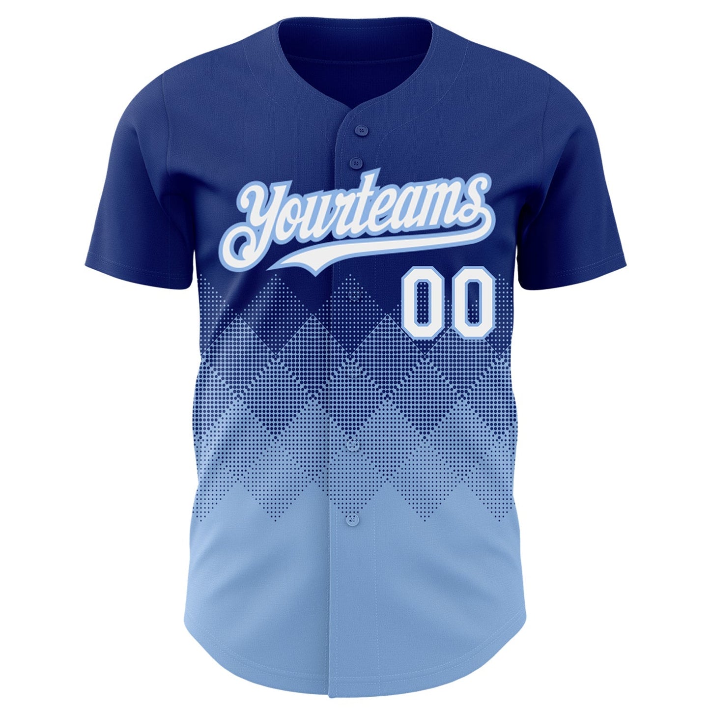 Custom Royal White-Light Blue 3D Pattern Design Gradient Square Shapes Authentic Baseball Jersey baseball jersey product view 2