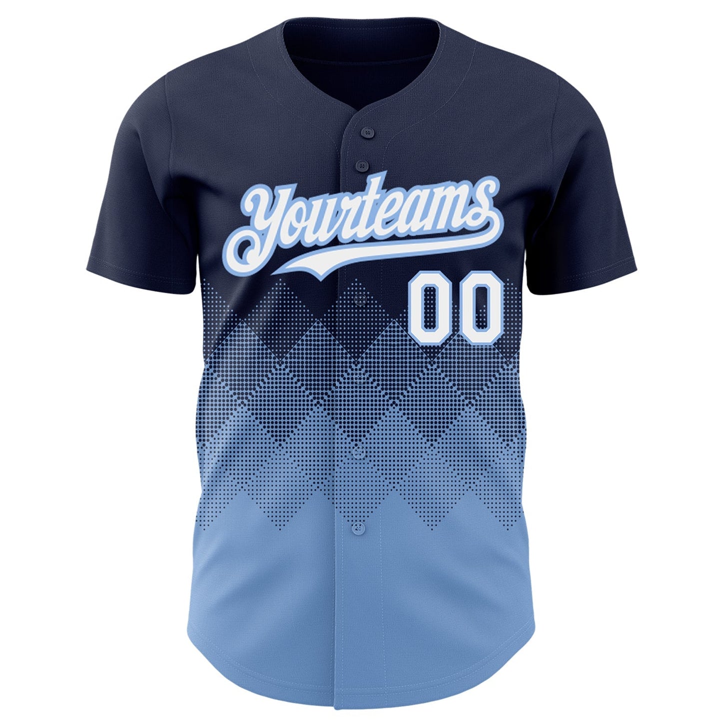 Custom Navy White-Light Blue 3D Pattern Design Gradient Square Shapes Authentic Baseball Jersey baseball jersey product view 2