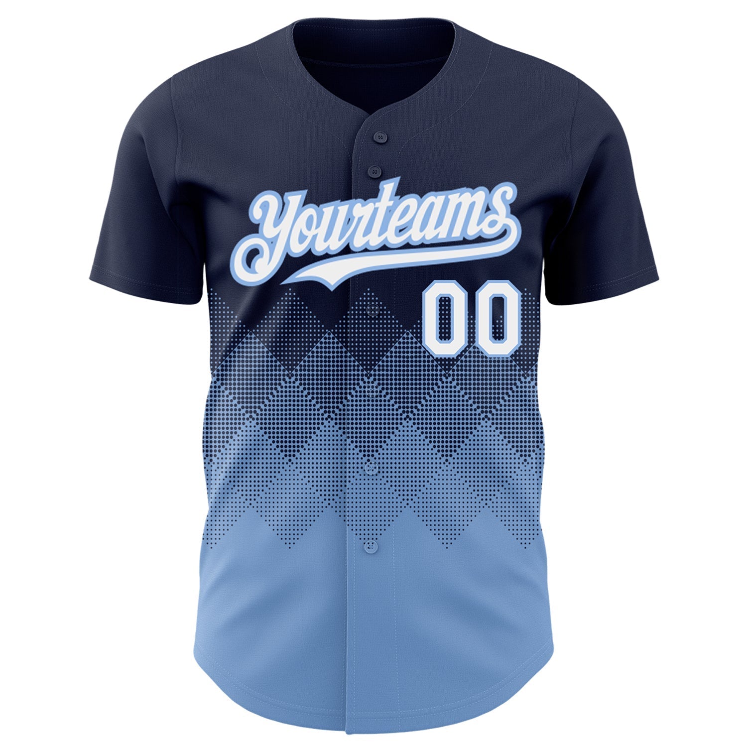Custom Navy White-Light Blue 3D Pattern Design Gradient Square Shapes Authentic Baseball Jersey baseball jersey product view 2