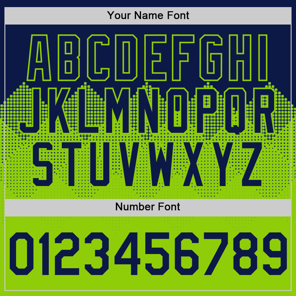 Custom Navy Neon Green 3D Pattern Design Gradient Square Shapes Authentic Baseball Jersey baseball jersey product view 5