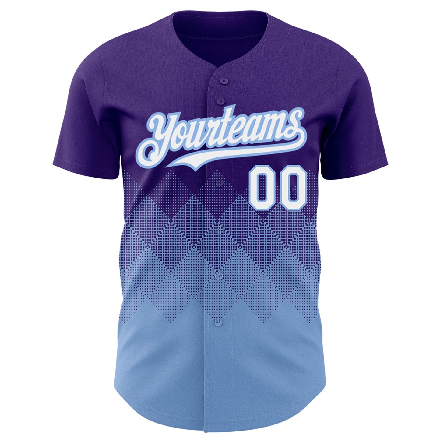 Custom Purple White-Light Blue 3D Pattern Design Gradient Square Shapes Authentic Baseball Jersey baseball jersey product view 2