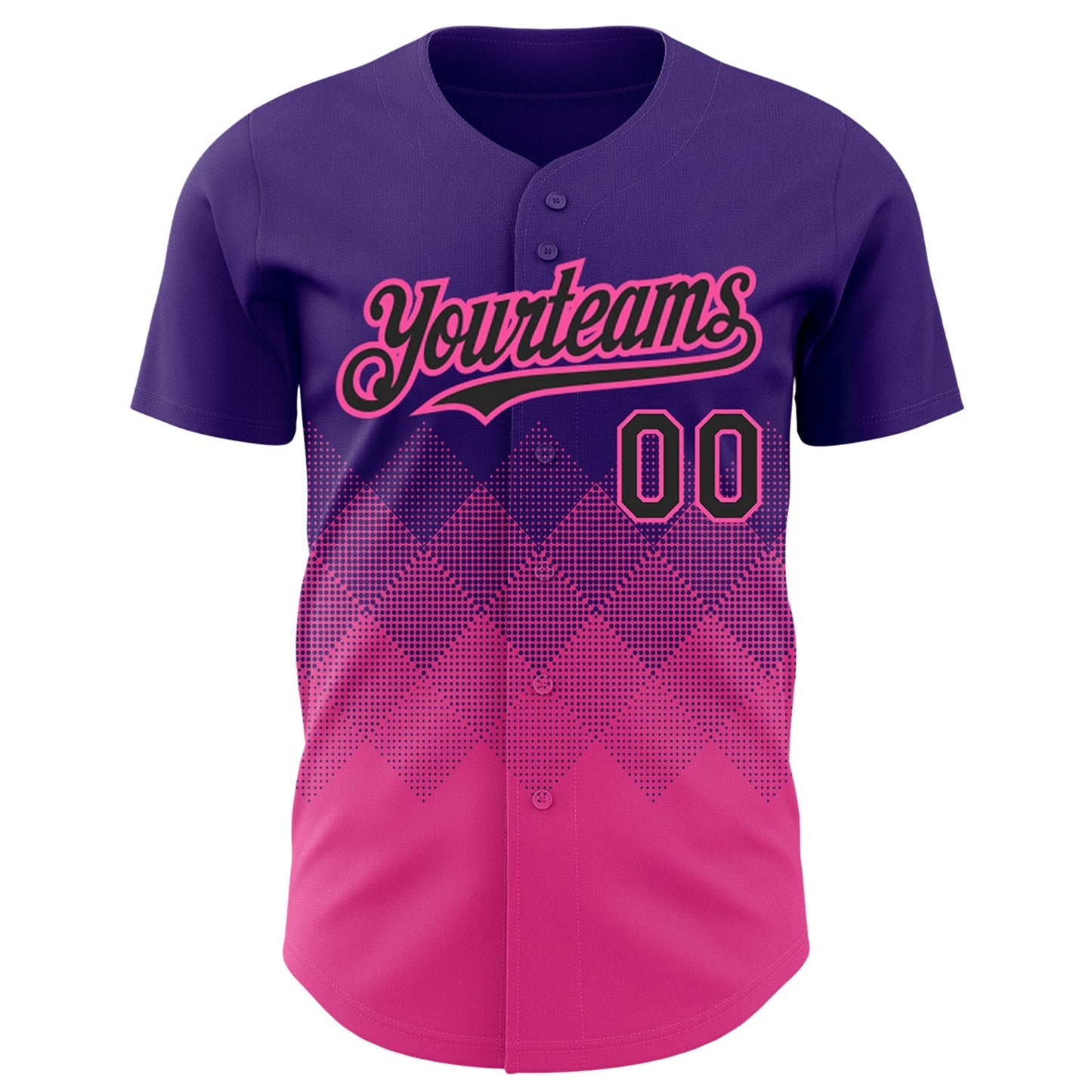 Custom Purple Black-Pink 3D Pattern Design Gradient Square Shapes Authentic Baseball Jersey baseball jersey product view 2
