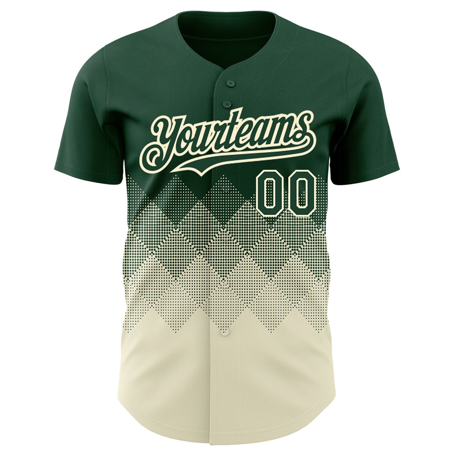 Custom Green Cream 3D Pattern Design Gradient Square Shapes Authentic Baseball Jersey baseball jersey product view 2