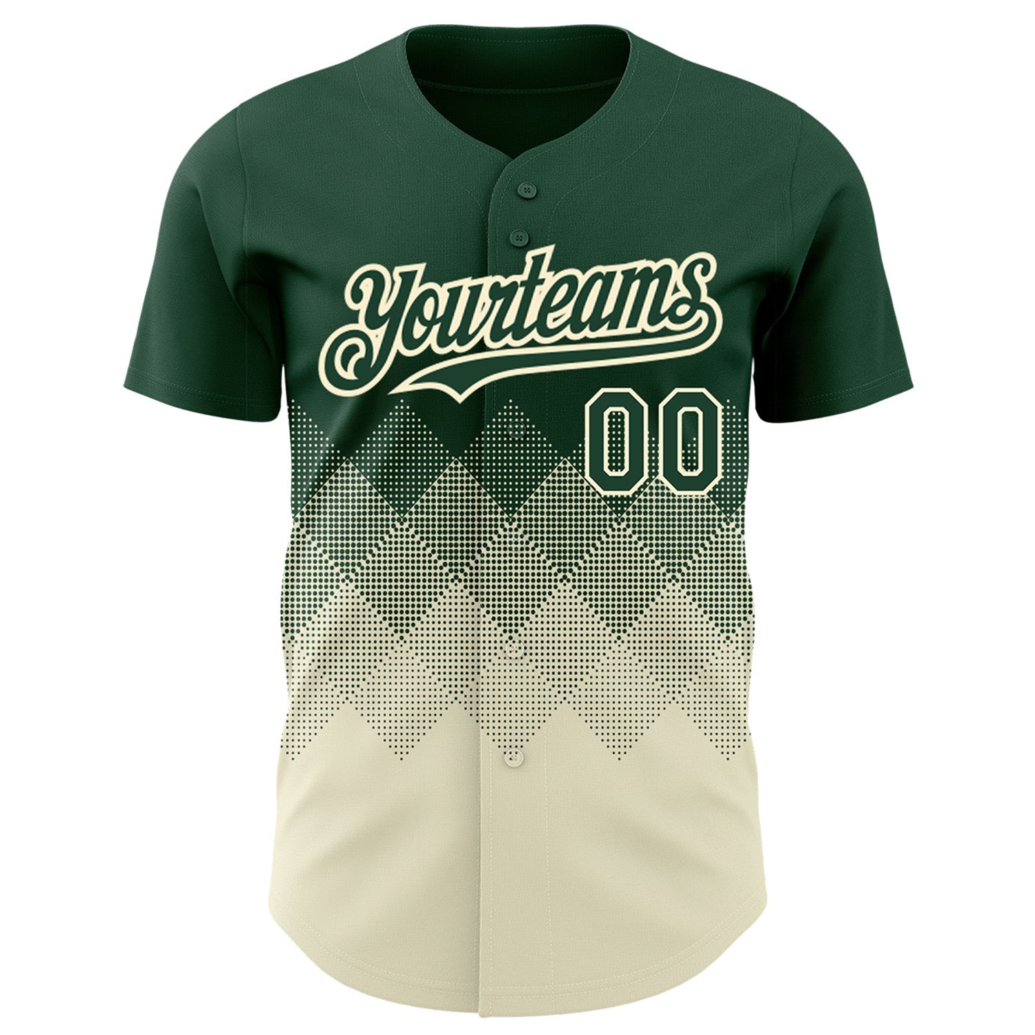 Custom Green Cream 3D Pattern Design Gradient Square Shapes Authentic Baseball Jersey baseball jersey product view 2