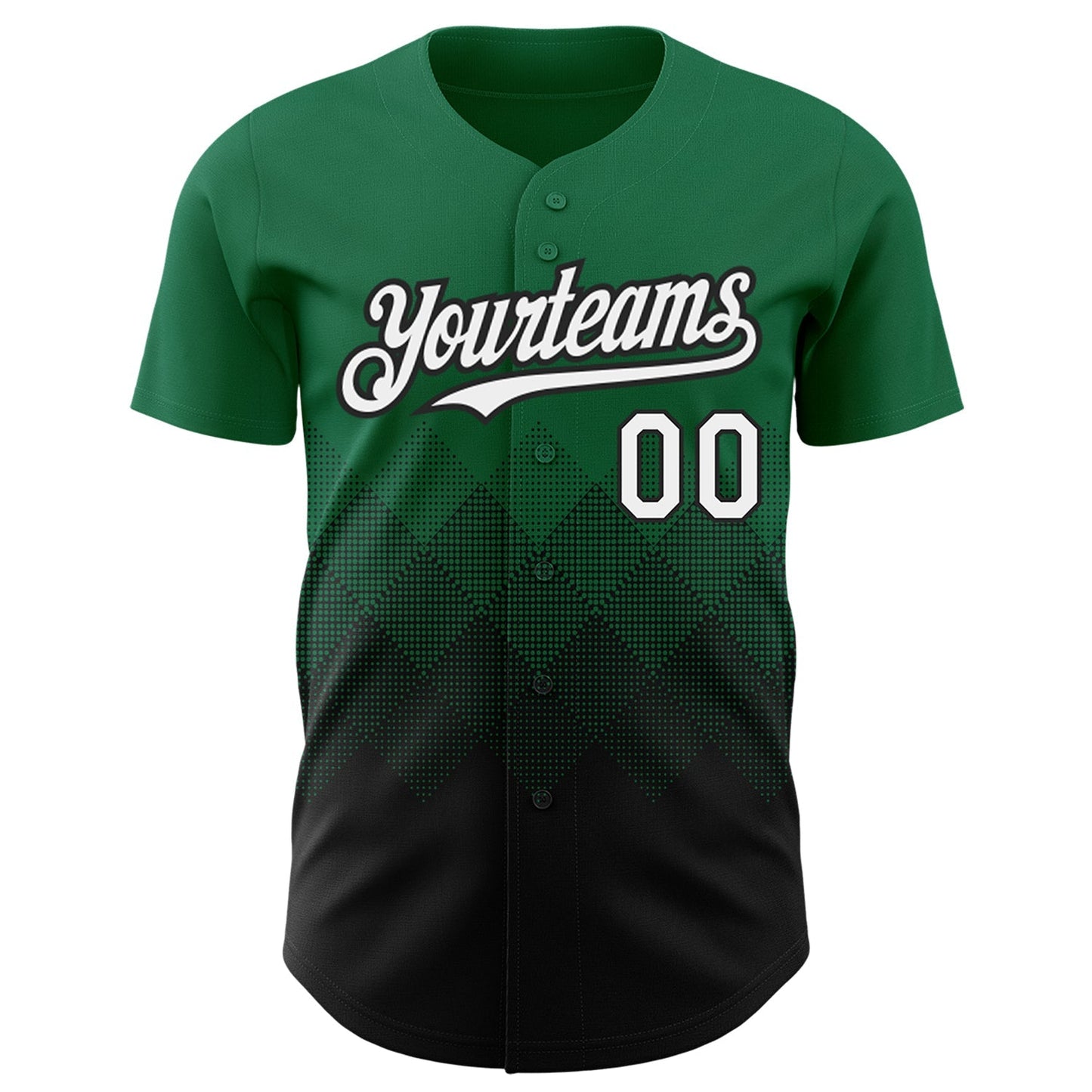 Custom Kelly Green White-Black 3D Pattern Design Gradient Square Shapes Authentic Baseball Jersey baseball jersey product view 2