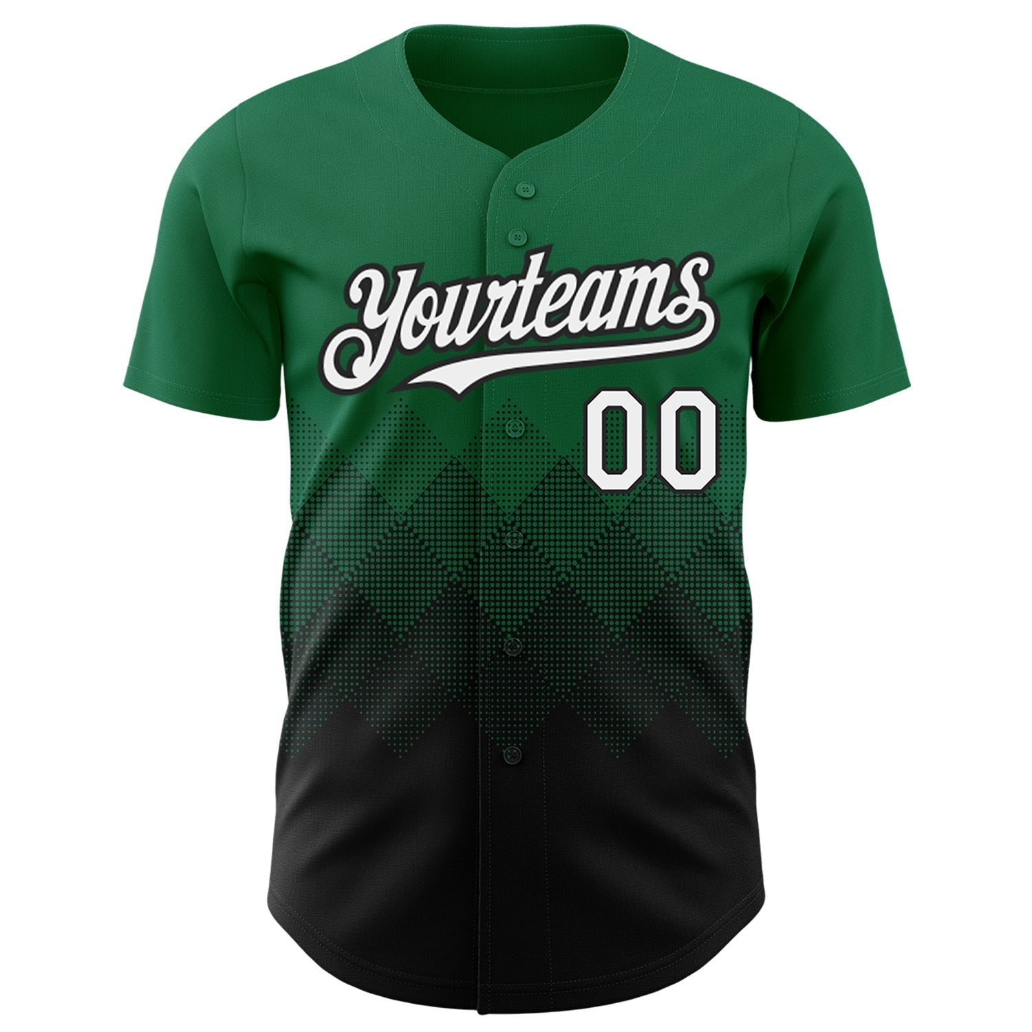 Custom Kelly Green White-Black 3D Pattern Design Gradient Square Shapes Authentic Baseball Jersey baseball jersey product view 2