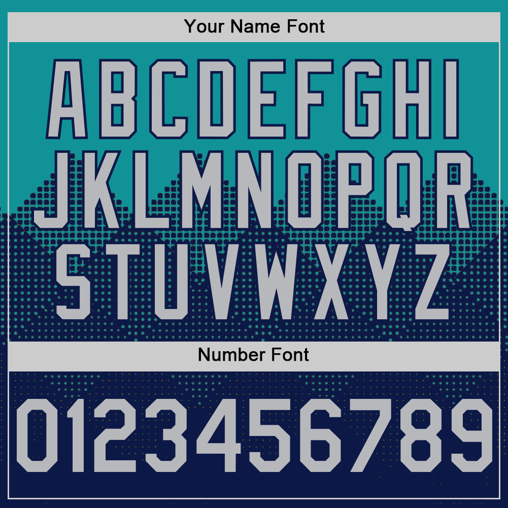 Custom Teal Gray-Navy 3D Pattern Design Gradient Square Shapes Authentic Baseball Jersey baseball jersey product view 5