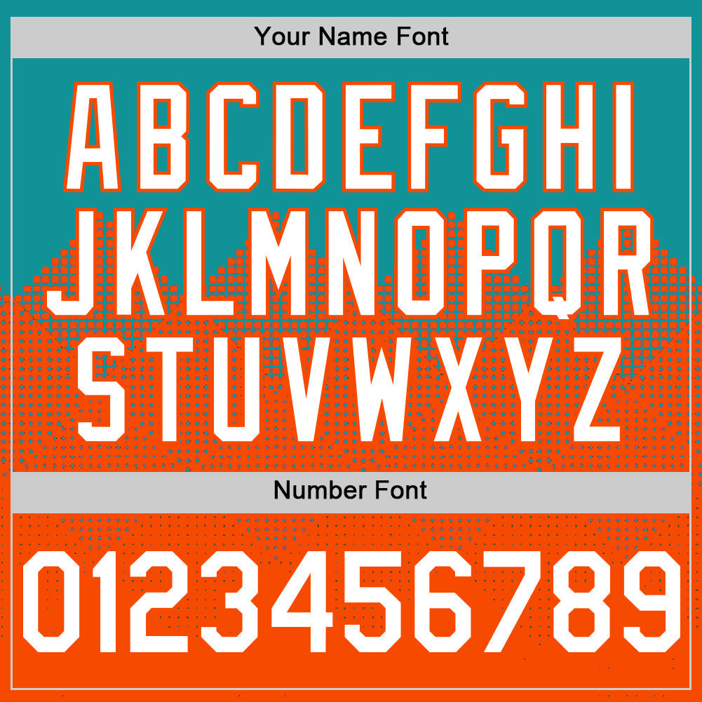 Custom Teal White-Orange 3D Pattern Design Gradient Square Shapes Authentic Baseball Jersey baseball jersey product view 5