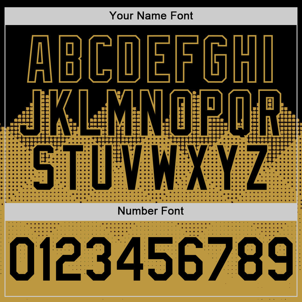Custom Black Old Gold 3D Pattern Design Gradient Square Shapes Authentic Baseball Jersey baseball jersey product view 5