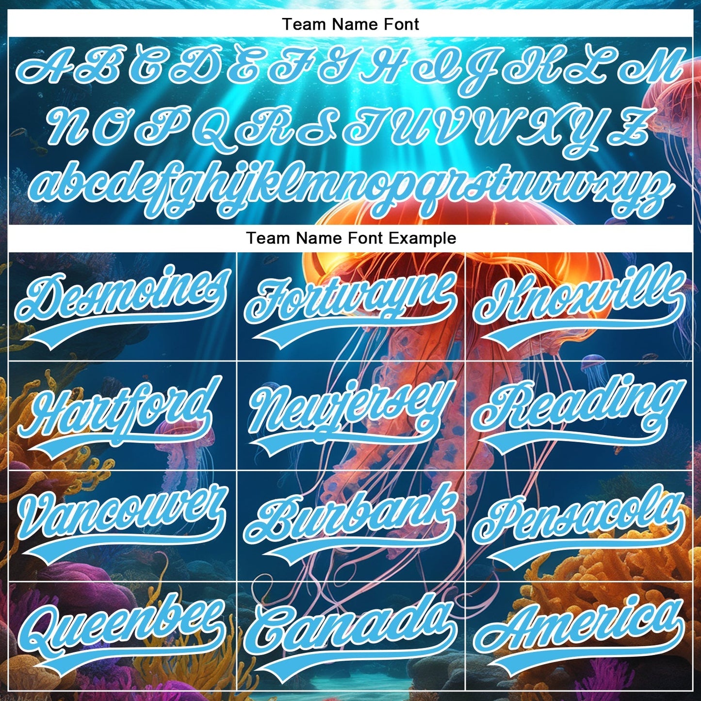 Custom Sky Blue White 3D Pattern Design Jellyfish Floating In The Ocean Authentic Baseball Jersey baseball jersey product view 4