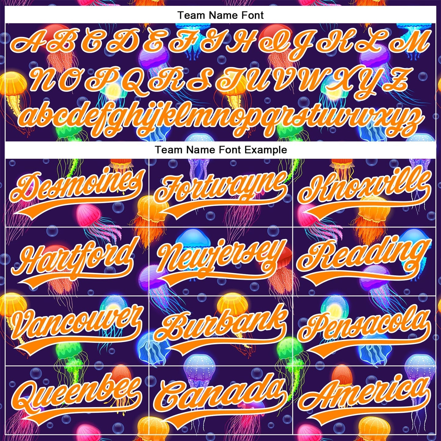 Custom Purple Bay Orange-White 3D Pattern Design Colorful Cartoon Jellyfish Authentic Baseball Jersey baseball jersey product view 4