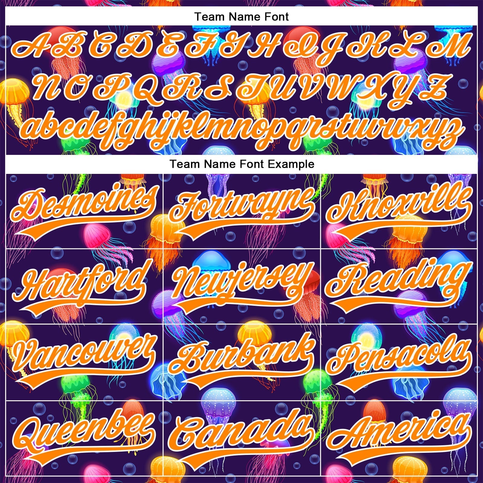 Custom Purple Bay Orange-White 3D Pattern Design Colorful Cartoon Jellyfish Authentic Baseball Jersey baseball jersey product view 4