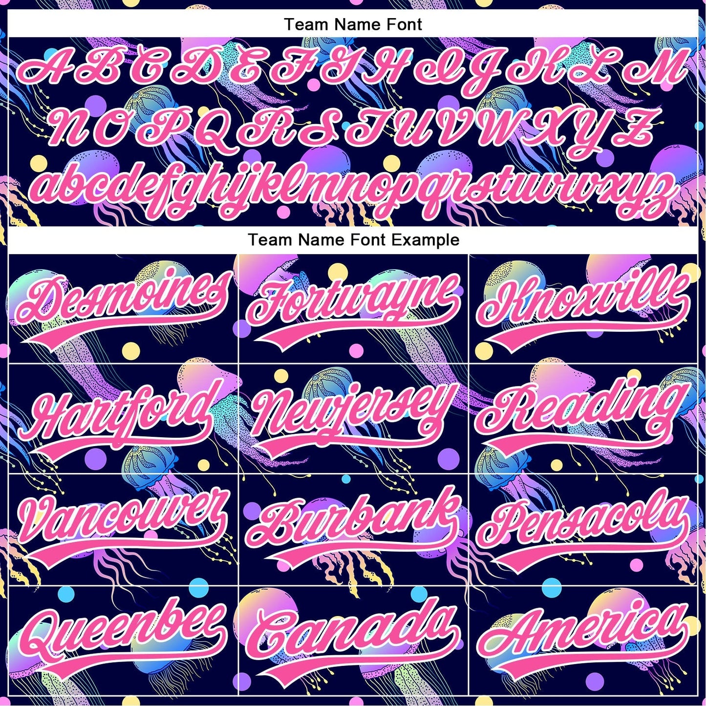 Custom Navy Pink-White 3D Pattern Design Colorful Cartoon Jellyfish Authentic Baseball Jersey baseball jersey product view 4
