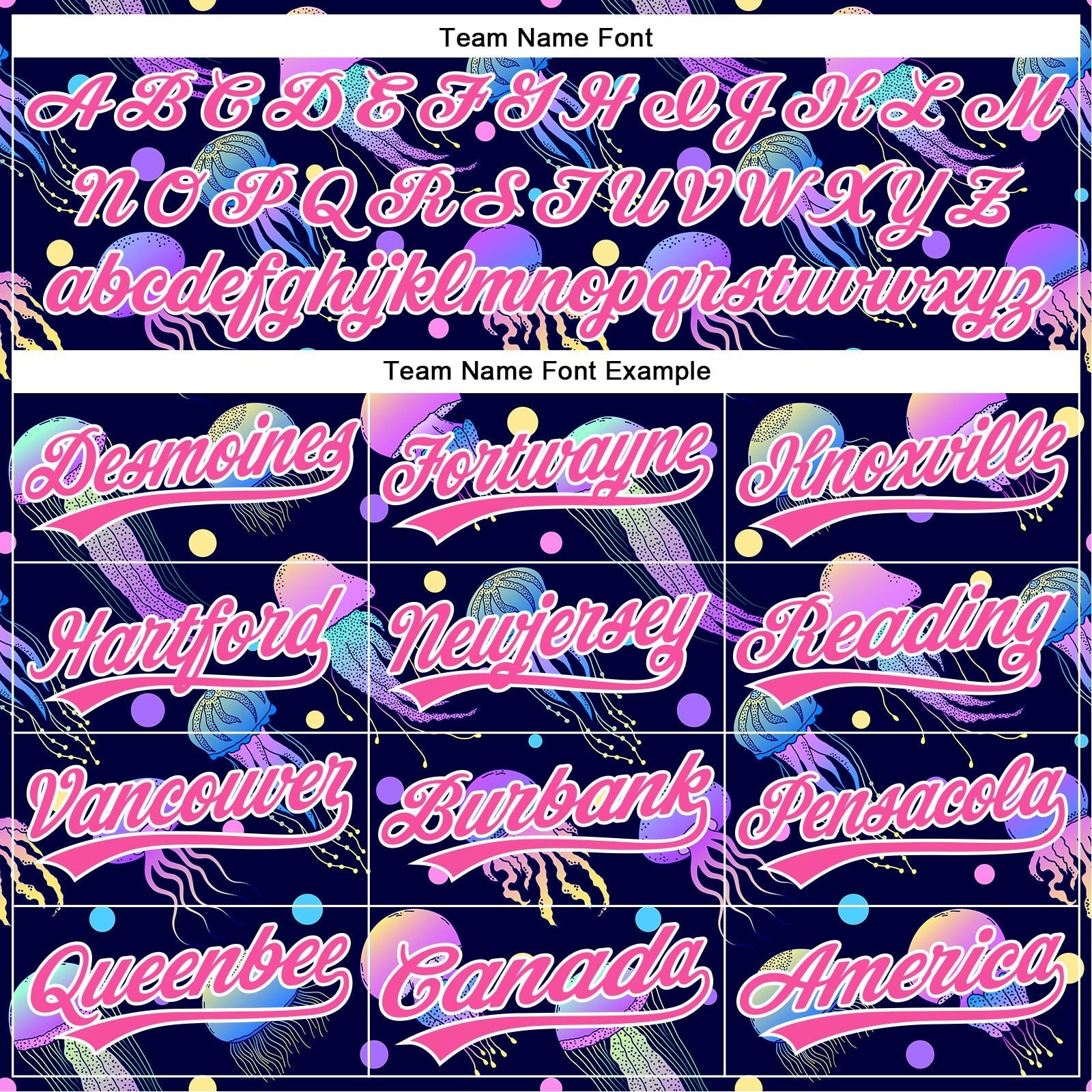Custom Navy Pink-White 3D Pattern Design Colorful Cartoon Jellyfish Authentic Baseball Jersey baseball jersey product view 4